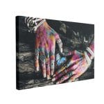 Tablou Canvas Colorful Hands on Tree Surface