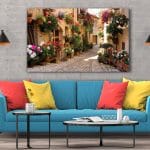 Tablou Canvas Alee Medievala cu Flori în Spello