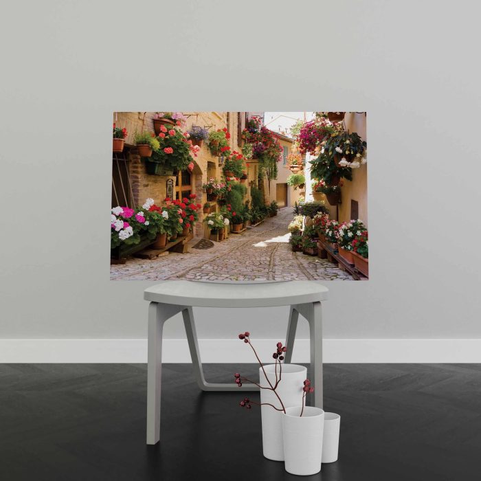 Tablou Canvas Alee Medievala cu Flori în Spello