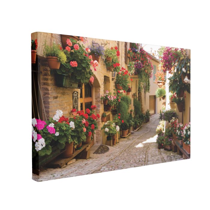 Tablou Canvas Alee Medievala cu Flori în Spello