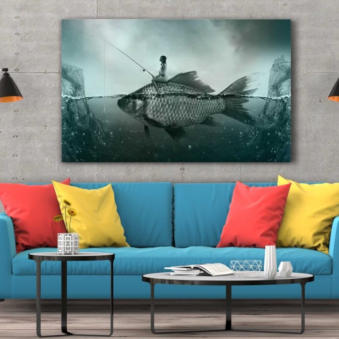 Tablou Canvas Artistic Fish with Woman Fishing