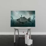 Tablou Canvas Artistic Fish with Woman Fishing