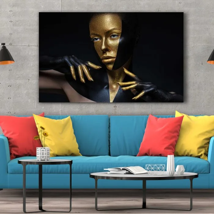 Tablou Canvas Black and Gold Leather
