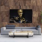 Tablou Canvas Black and Gold Leather
