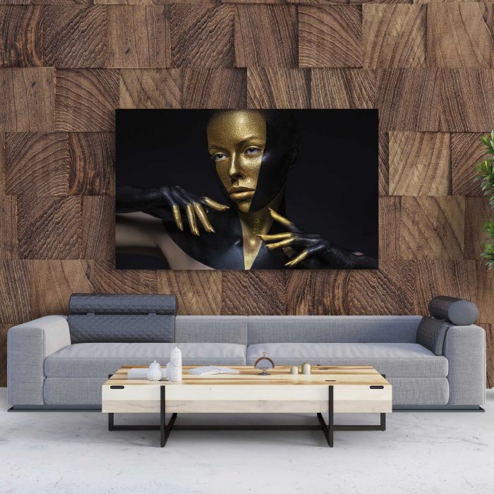 Tablou Canvas Black and Gold Leather