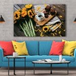 Tablou Canvas Cafea Lângă Floarea Soarelui