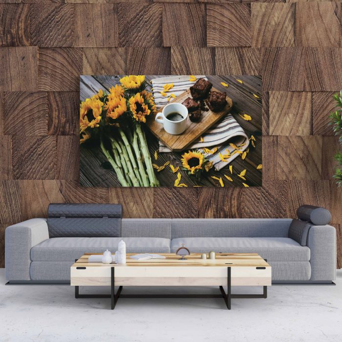 Tablou Canvas Cafea Lângă Floarea Soarelui