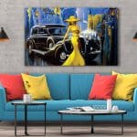 Tablou Canvas Car and Girl Old City