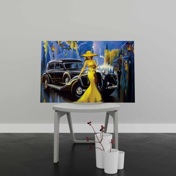 Tablou Canvas Car and Girl Old City