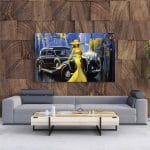 Tablou Canvas Car and Girl Old City