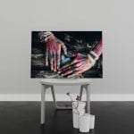 Tablou Canvas Colorful Hands on Tree Surface