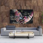 Tablou Canvas Colorful Hands on Tree Surface