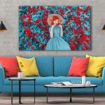 Tablou Canvas Fabulous Lady with Red Lips in Dress