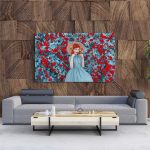 Tablou Canvas Fabulous Lady with Red Lips in Dress
