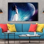 Tablou Canvas Femeie, Stele, Lună