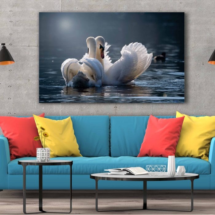 Tablou Canvas Lebede Îndrăgostite