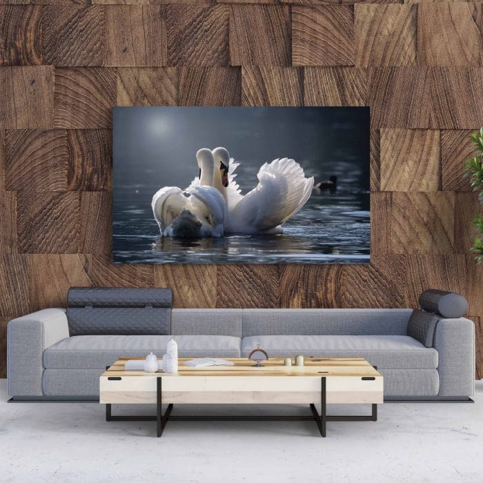 Tablou Canvas Lebede Îndrăgostite