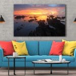 Tablou Canvas Rocks in Ocean on Sunset
