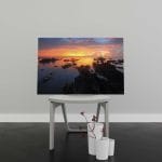 Tablou Canvas Rocks in Ocean on Sunset
