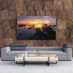 Tablou Canvas Rocks in Ocean on Sunset