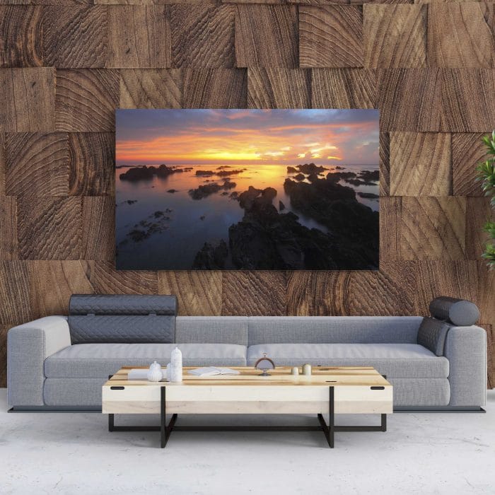 Tablou Canvas Rocks in Ocean on Sunset
