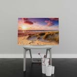 Tablou Canvas Seaside with Sand Dunes at Sunset