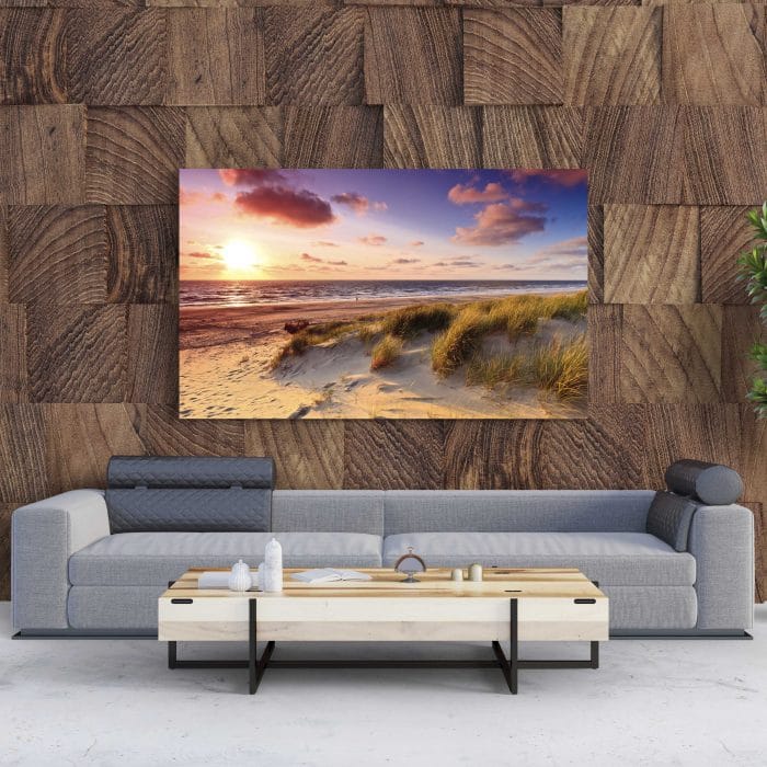 Tablou Canvas Seaside with Sand Dunes at Sunset
