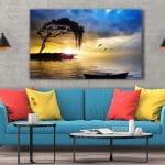Tablou Canvas Tree, Boat and Sea Painting