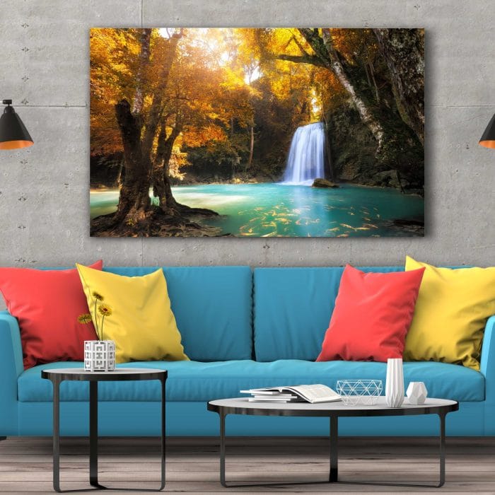 Tablou Canvas Waterfall Lake Tree