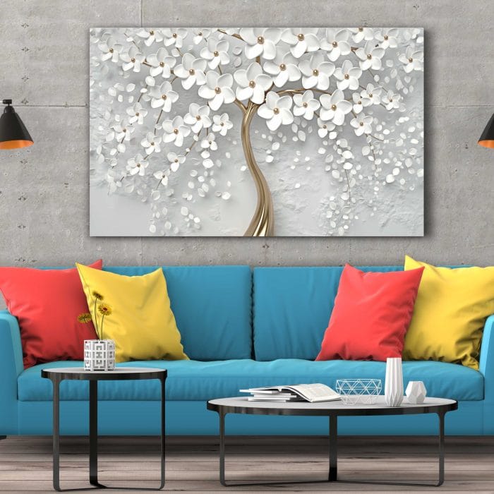 Tablou Canvas White Tree With Flowers
