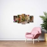 Tablou MultiCanvas Alee Medievală cu Flori în Spello