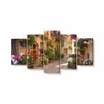 Tablou MultiCanvas Alee Medievală cu Flori în Spello