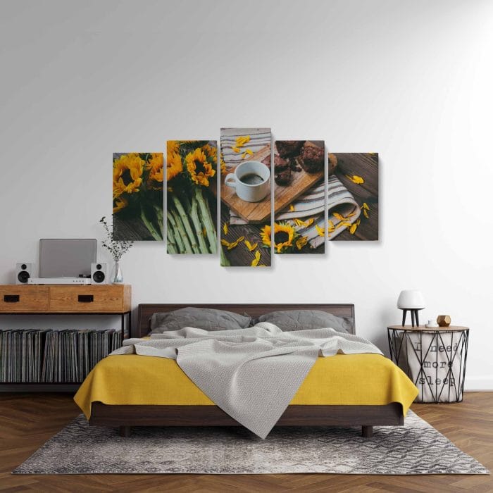 Tablou MultiCanvas Cafea Lângă Floarea Soarelui