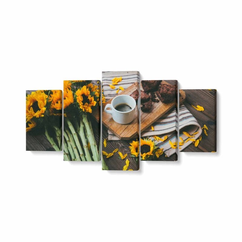 Tablou MultiCanvas Cafea Lângă Floarea Soarelui